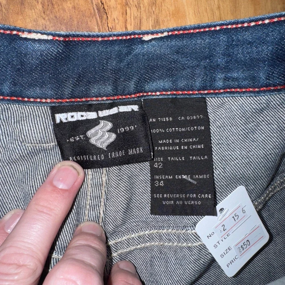 Rocawear vtg Mens Baggy Carpenter Jeans Denim Size 42x34 Y2K Hip Hop‎ Streetwear